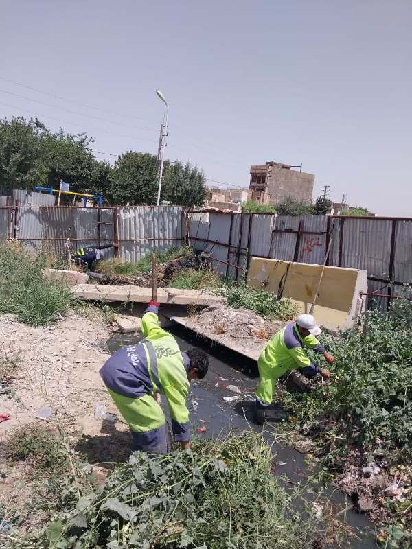 پاکسازی انهار و  رفت و روب معابر در شهرک طالقانی